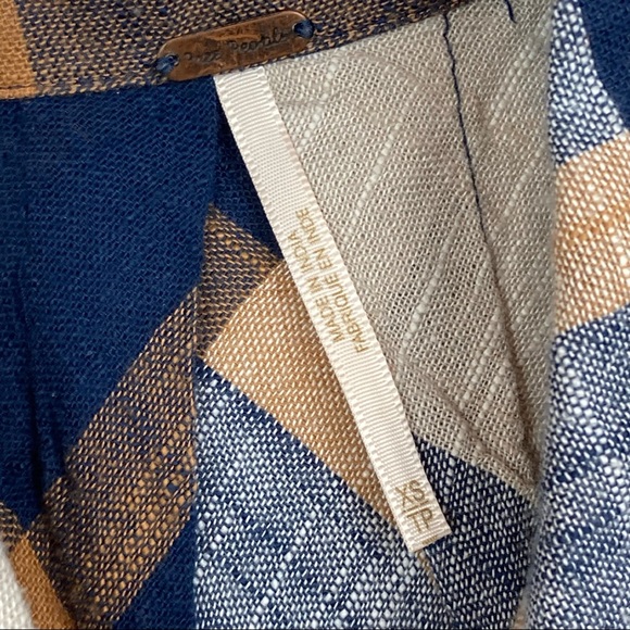 FREE PEOPLE Peppy In Plaid Oversized Button Down Shirt in Blue/Tan - Picture 7 of 12